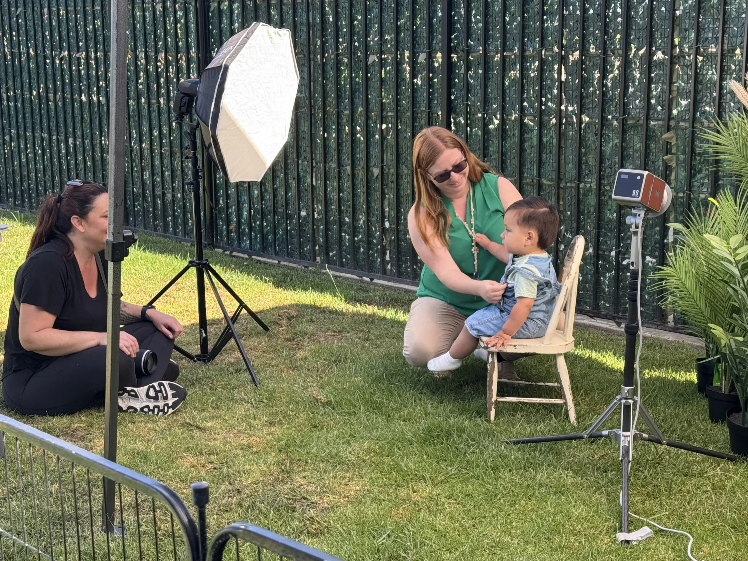Professional outdoor photo session setup for children at GMCC early learning center
